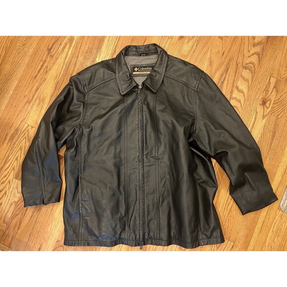 Columbia Sportswear Jacket Mens XL Black Leather Insulated Bomber Minimalist - Picture 1 of 7